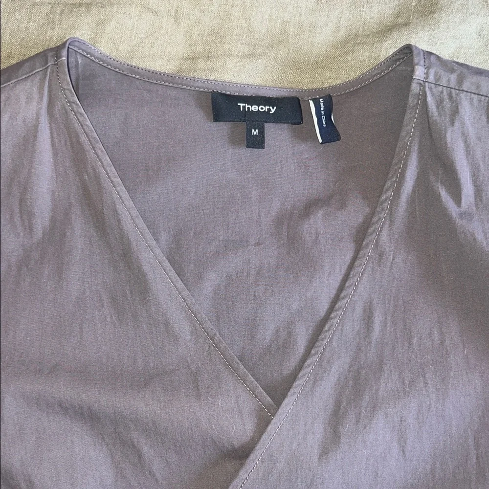 Theory Taupe Wrap Blouse - Picture 2 of 4